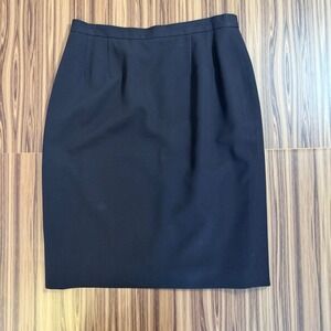 Vtg Austin Reed BROWN Wool Pencil Skirt Sz 14 Dark Academia 80s Power Dressing
